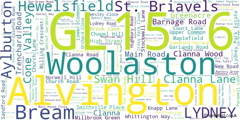 A word cloud for the GL15 6 postcode